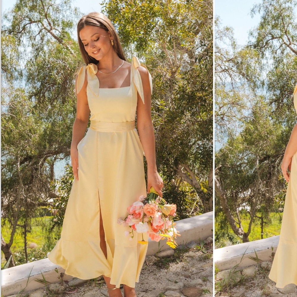 Show Me Your Mumu Garden Midi Dress Yellow Size Large